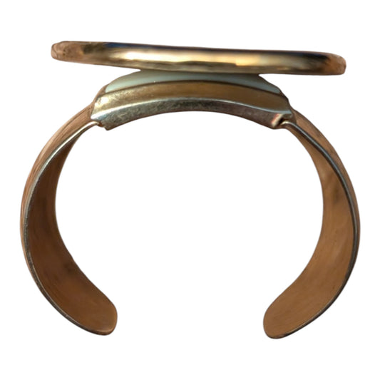 Handmade Upcycled Cuff Bracelet | Vintage 80s Ceramic on Gold Cuff | One-of-a-Kind Statement Piece