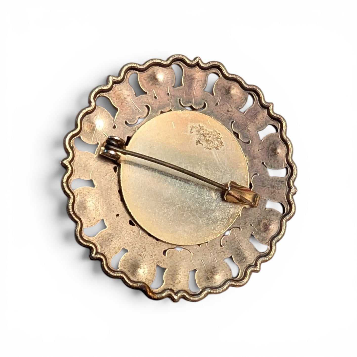 Vintage Rose Gold Brooch with Pearl Heart