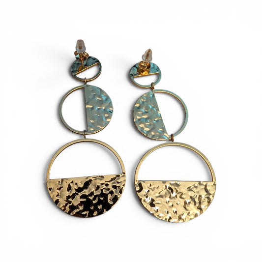 Hammered Gold Moon Phase Statement Earrings