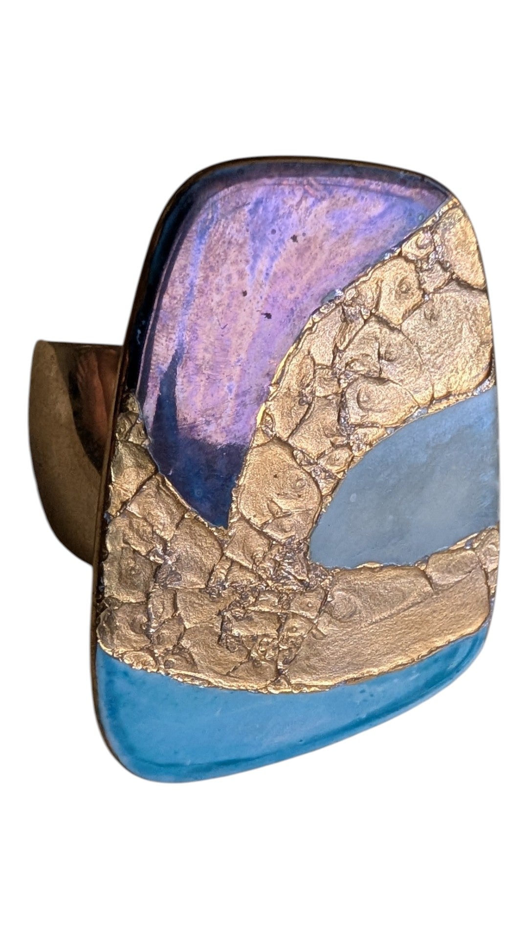 Handmade Upcycled Cuff Bracelet | Vintage 80s Ceramic on Gold Cuff | One-of-a-Kind Statement Piece