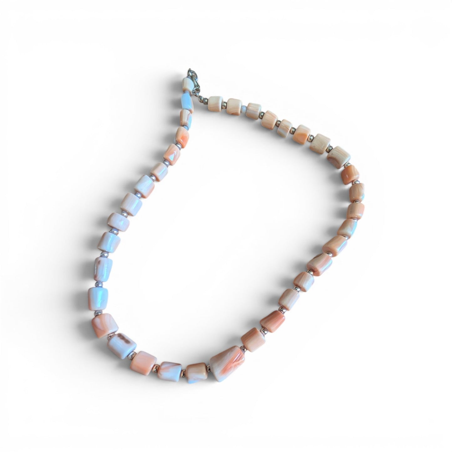 Vintage Italian Carved Shell Bead Necklace – Coastal Chic Cream &amp; Peach Stran