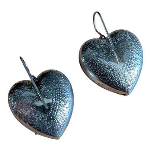 Puffy Heart Earrings, Vintage Deadstock, Bologna Italy Market Find