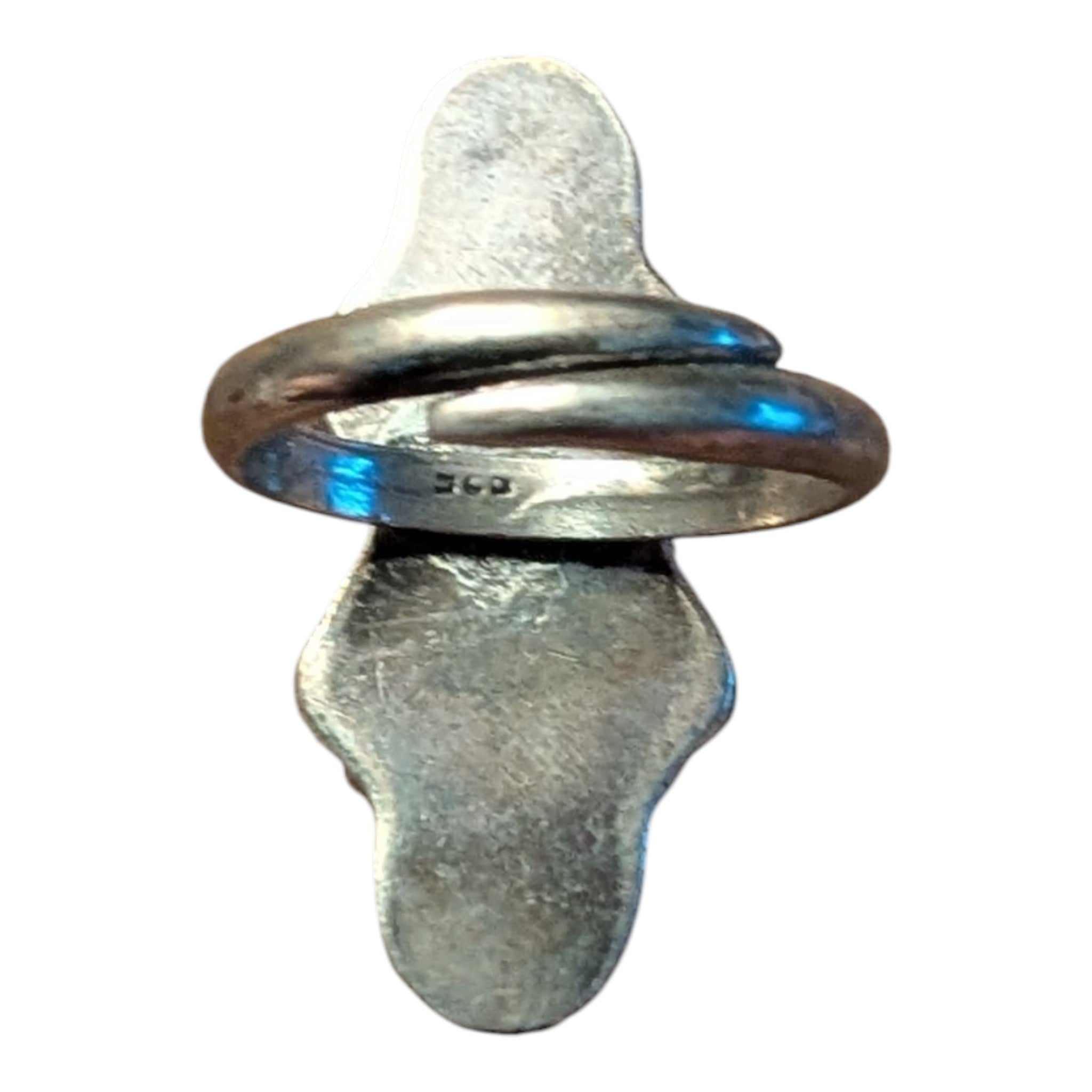 Vintage Statement Ring | Silver Stamp; Turquoise-Style Cluster | Bologna Italy Market Find