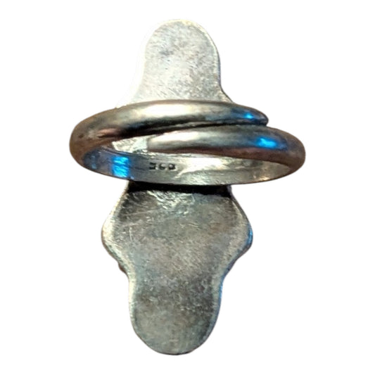 Vintage Statement Ring | Silver Stamp; Turquoise-Style Cluster | Bologna Italy Market Find