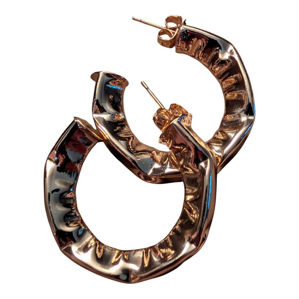Vintage Chunky Gold Hoop Earrings | Bologna Italy Market Find | Lightweight Statement Hoops