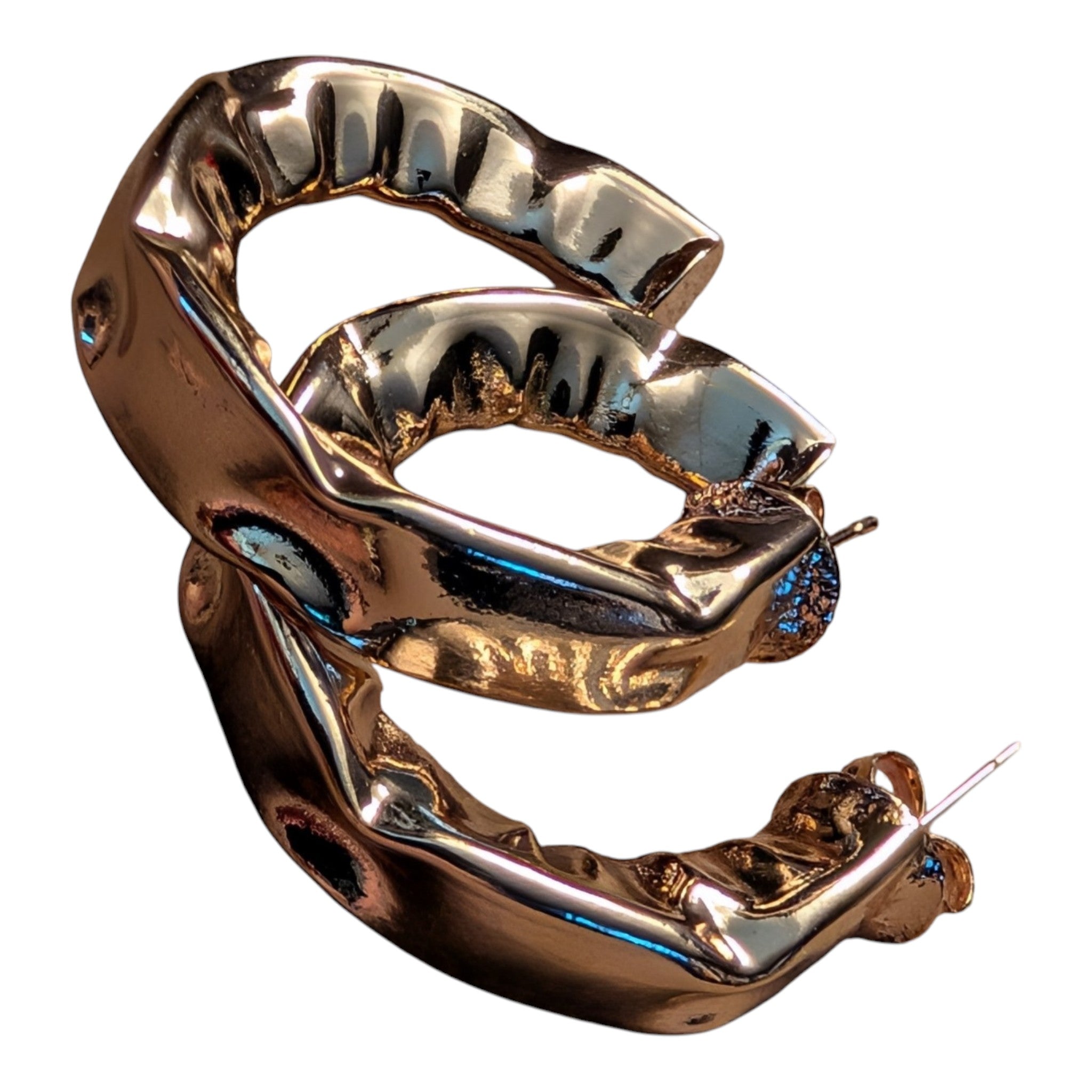 Vintage Chunky Gold Hoop Earrings | Bologna Italy Market Find | Lightweight Statement Hoops