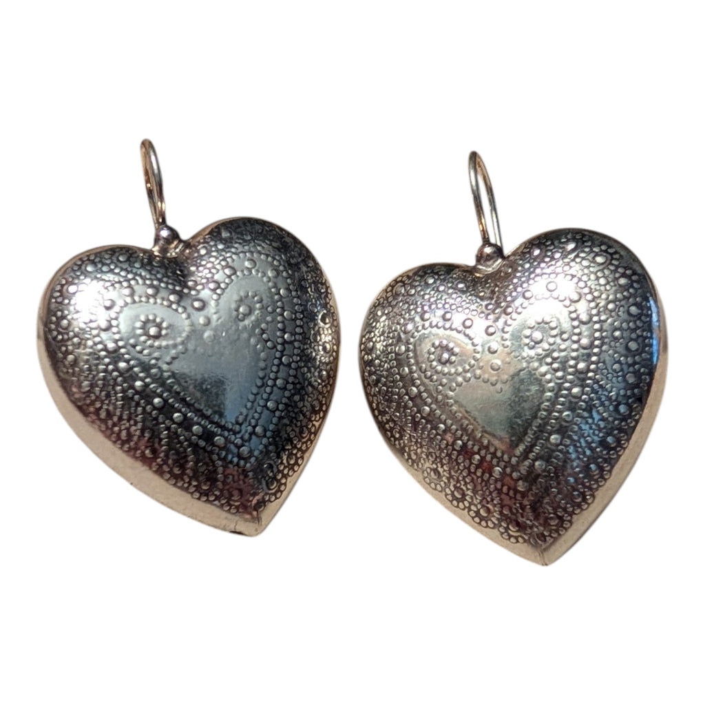 Puffy Heart Earrings, Vintage Deadstock, Bologna Italy Market Find