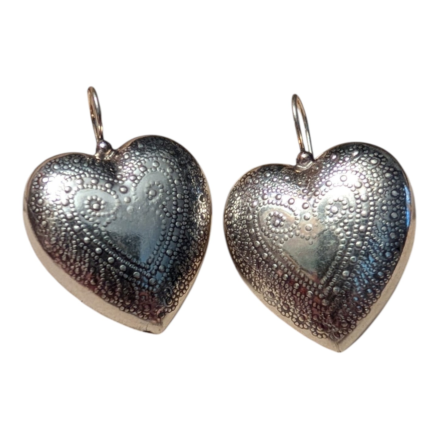 Puffy Heart Earrings, Vintage Deadstock, Bologna Italy Market Find