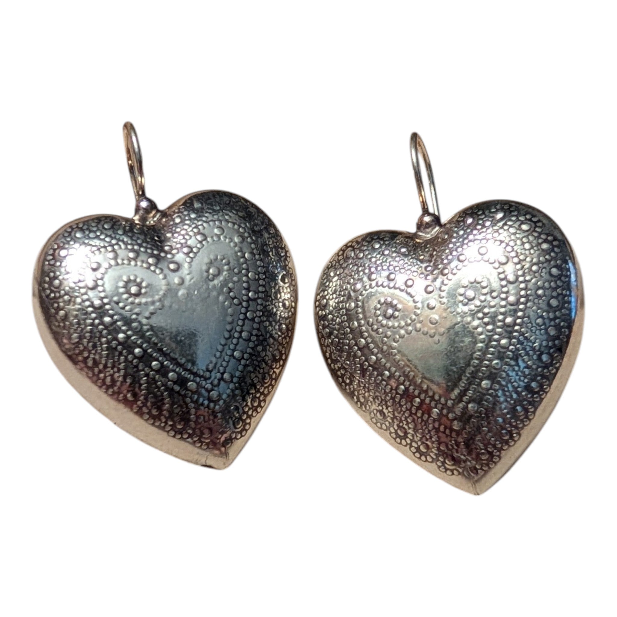 Puffy Heart Earrings, Vintage Deadstock, Bologna Italy Market Find