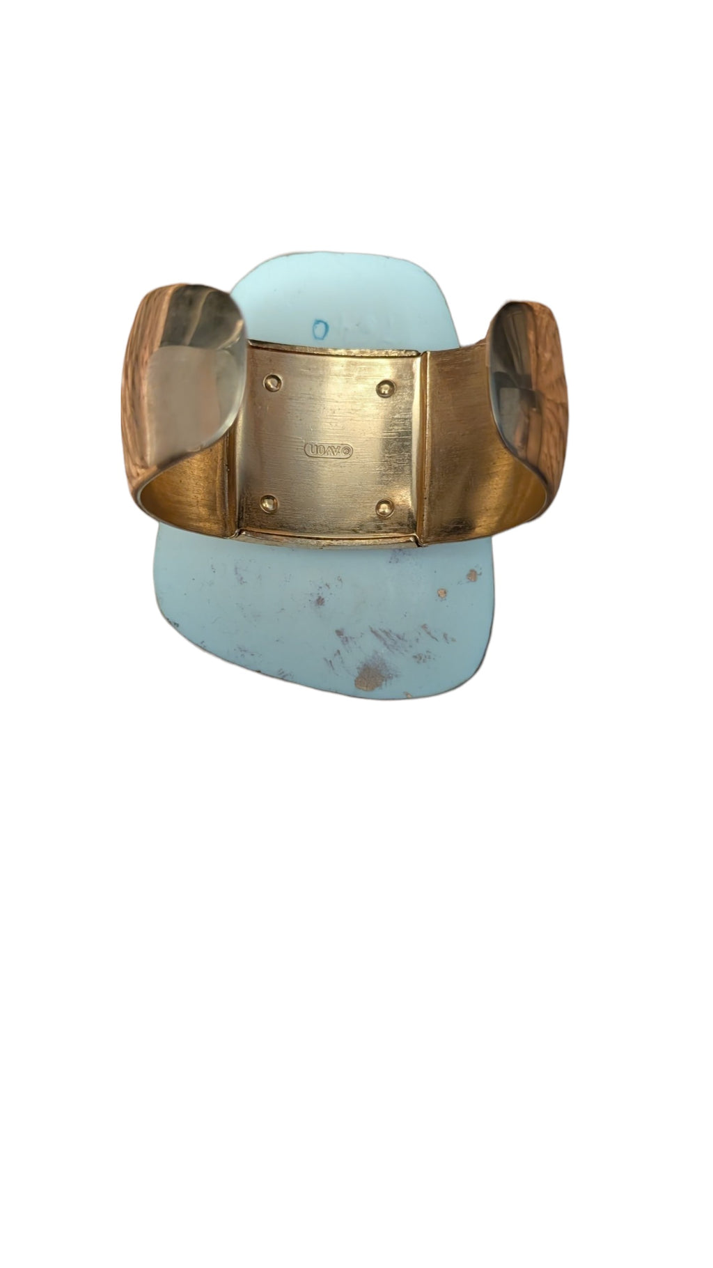 Handmade Upcycled Cuff Bracelet | Vintage 80s Ceramic on Gold Cuff | One-of-a-Kind Statement Piece