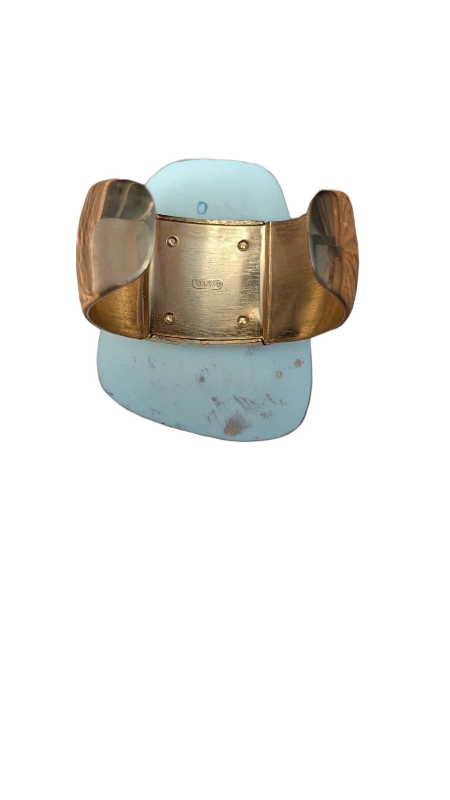 Handmade Upcycled Cuff Bracelet | Vintage 80s Ceramic on Gold Cuff | One-of-a-Kind Statement Piece