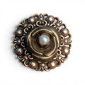 Vintage Rose Gold Brooch with Pearl Heart