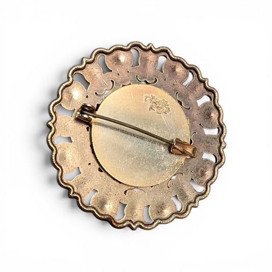Vintage Rose Gold Brooch with Pearl Heart