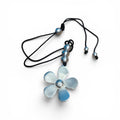 Recycled Tin Flower Pendant Necklace on Black Cord  Found in Bologna