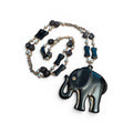 Vintage Lucky Elephant Pendant Necklace Trunk Up, Found in Bologna